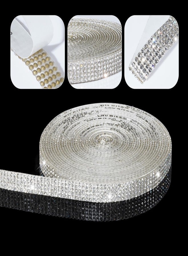 Marrywindix 5 Yards Self Adhesive Rhinestone Ribbons Glittery Sliver Crystal Strips Diamond Crystal Rhinestone Ribbon Roll Stickers for DIY Crafts Fabric Car Shoes Decoration - Image 2